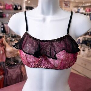 NEW Victoria's Secret X Ell & Cee Ruffle Tinsel Floral Bralette Feminine 36C